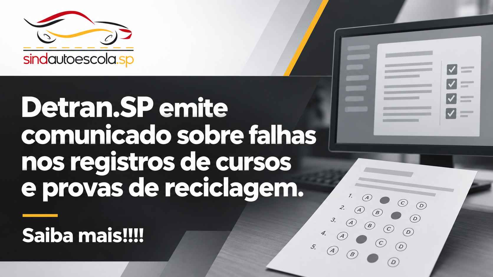 Detran.SP emite comunicado sobre falhas nos registros de cursos e provas de reciclagem