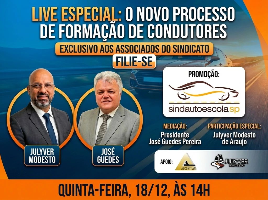 Sindautoescola.SP realiza live exclusiva sobre o novo processo de formação de condutores